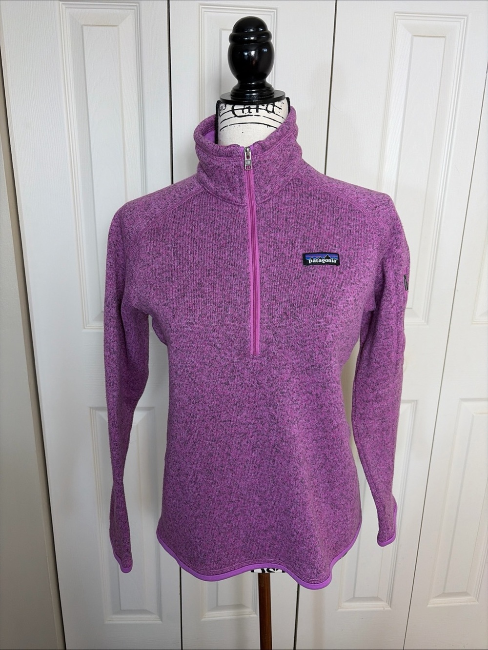 Patagonia Womens Small  Better Sweater 1/4 Zip Pullover Pink Heathered Mock Neck